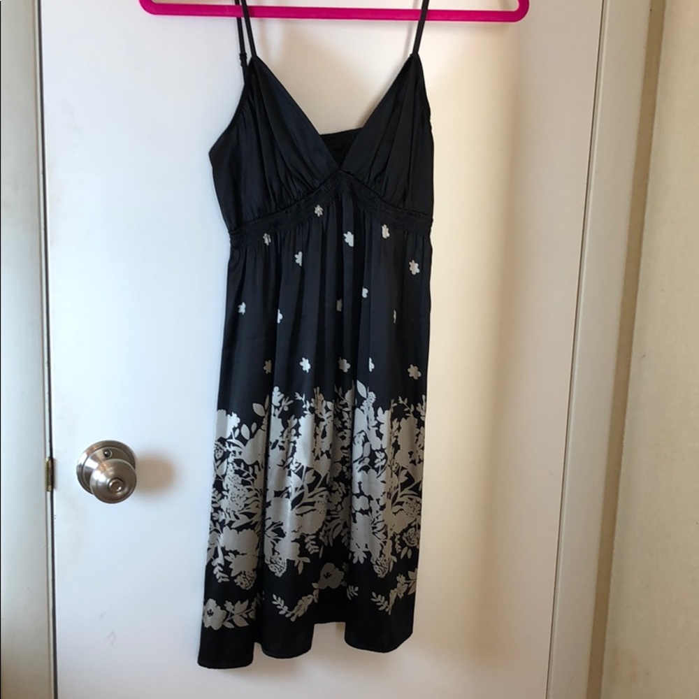 Black and silver silk slip dress